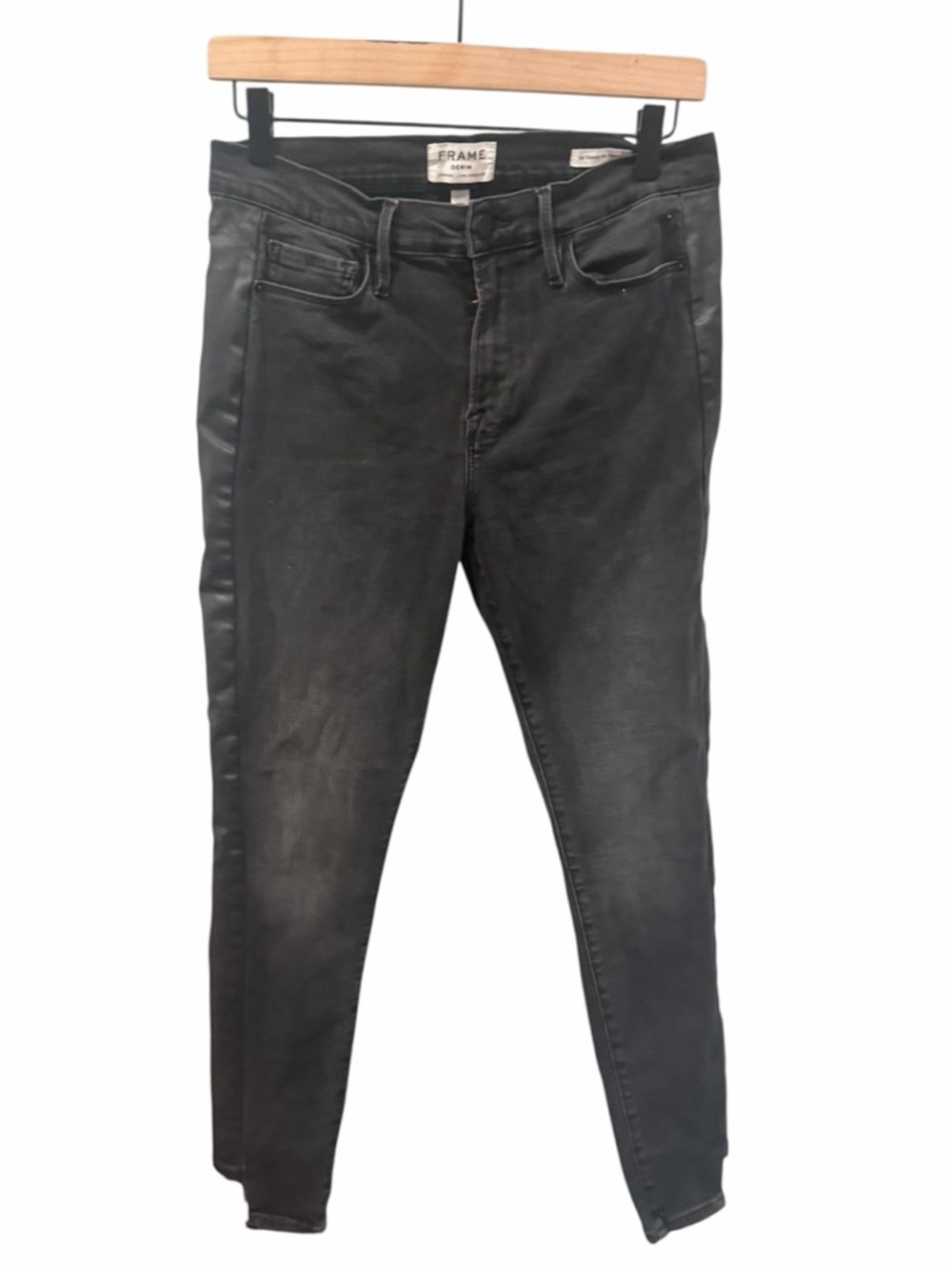 Frame Denim Women’s Black Le Skinny racing stripe Jeans sz 30